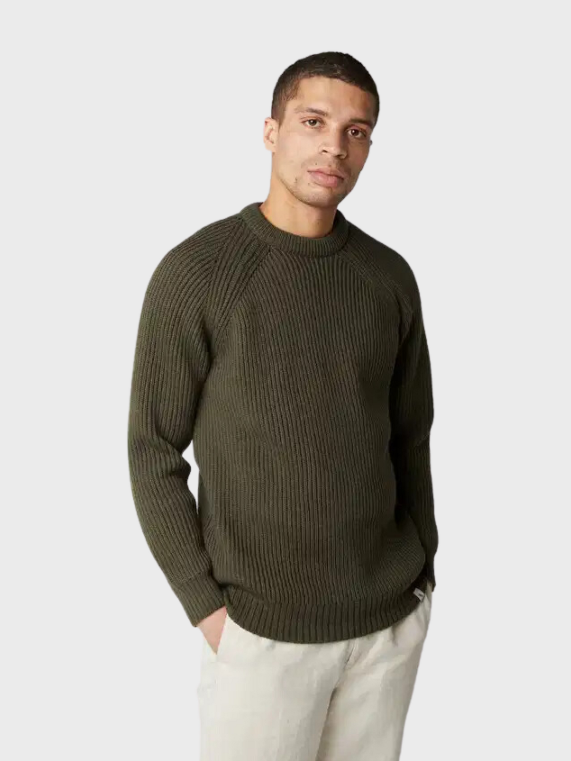 Peregrine Sweater Ford Crew Olive-Men's Sweaters-Brooklyn-Vancouver-Yaletown-Canada