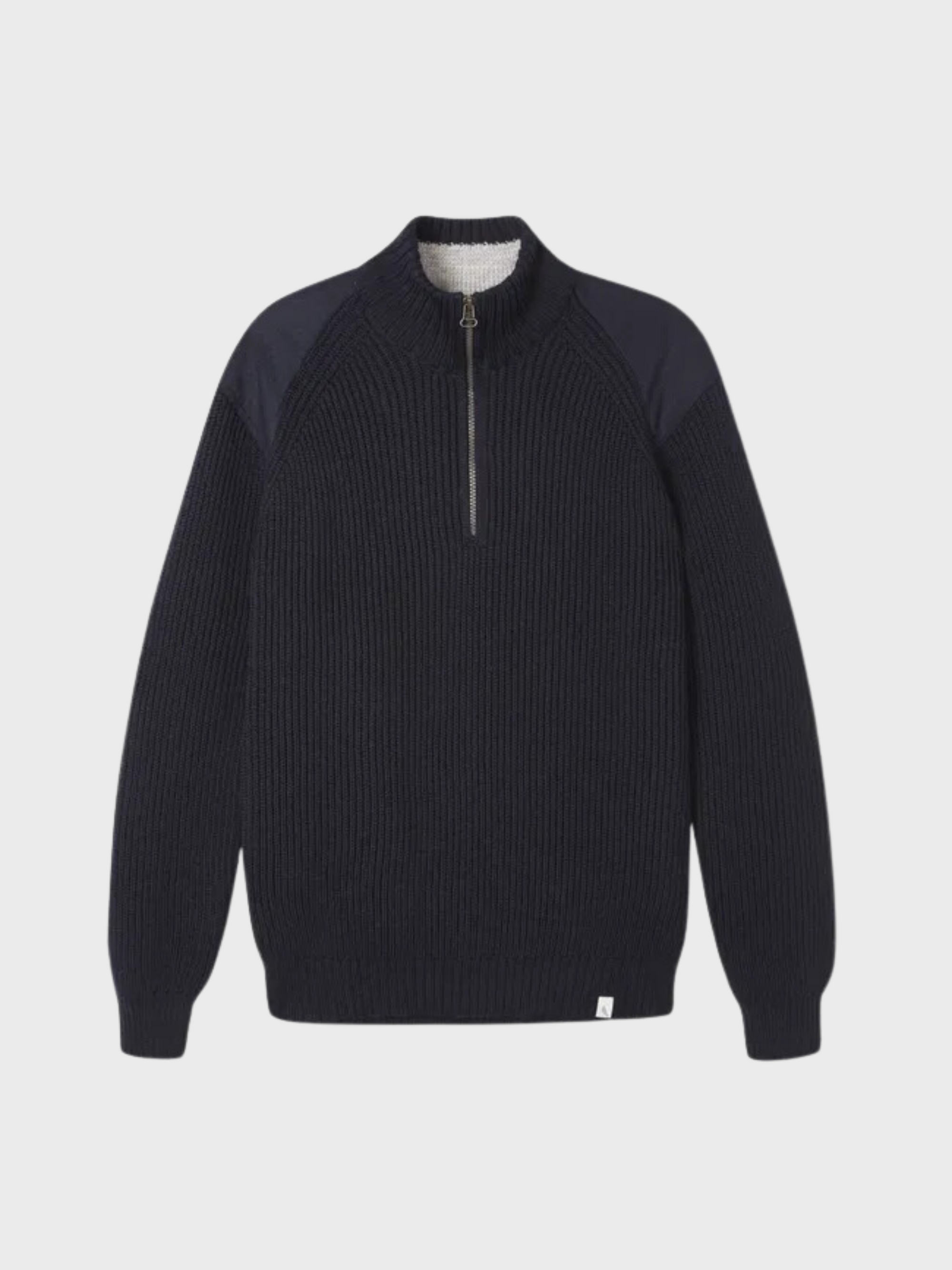 Peregrine Sweater Foxton Zip Neck Navy-Men's Sweaters-Brooklyn-Vancouver-Yaletown-Canada