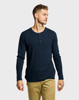 Easy Mondays T Shirt LS Henley Slub Navy-Men's T-Shirts-Brooklyn-Vancouver-Yaletown-Canada