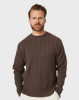 Peregrine Sweater Makers Stitch Cable Crew Jumper Coffee-Men's Sweaters-Brooklyn-Vancouver-Yaletown-Canada