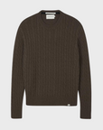 Peregrine Sweater Makers Stitch Cable Crew Jumper Coffee-Men's Sweaters-Brooklyn-Vancouver-Yaletown-Canada