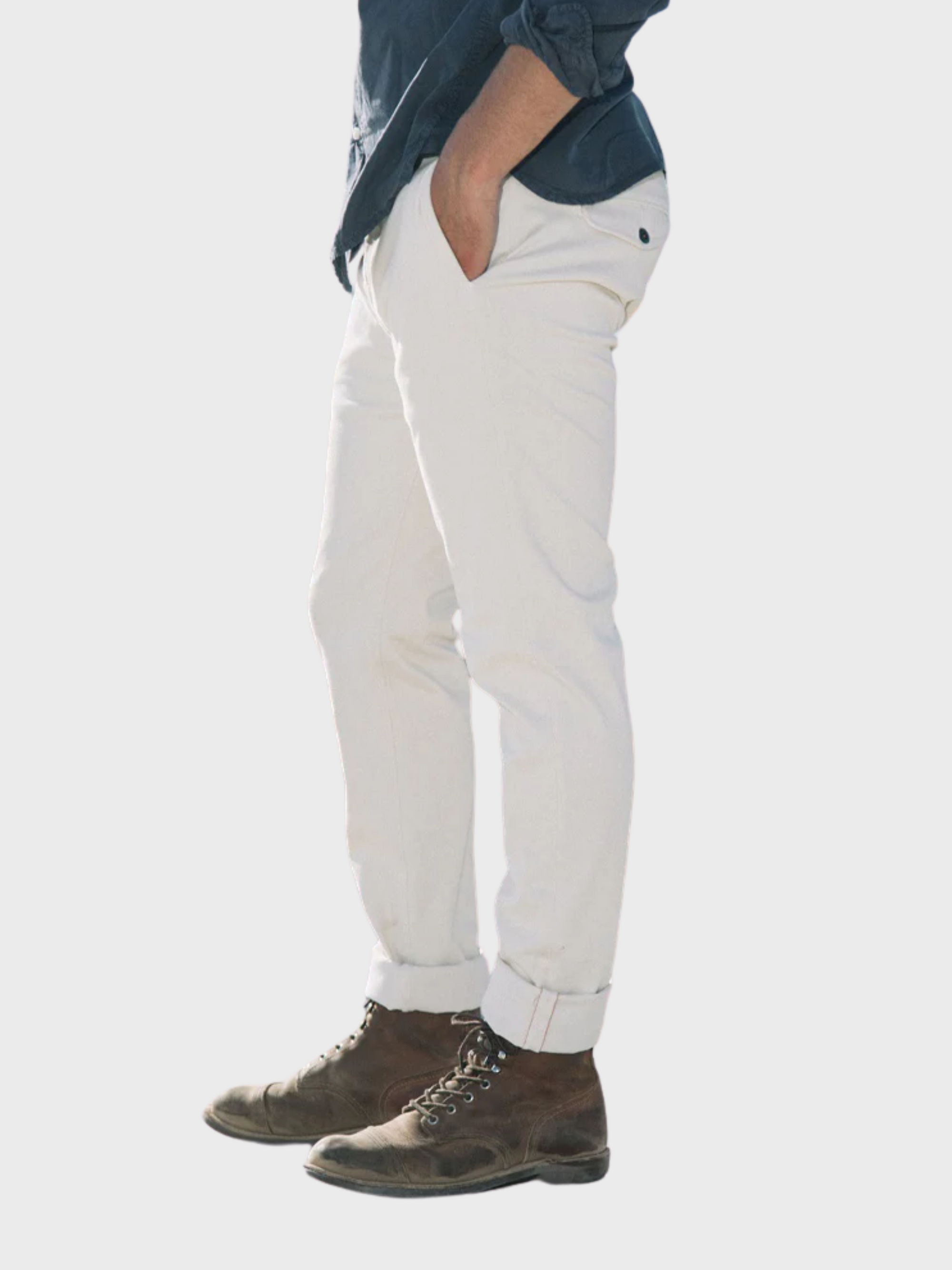 Kato The Axe Chino Denit Heather White-Men's Pants-Brooklyn-Vancouver-Yaletown-Canada