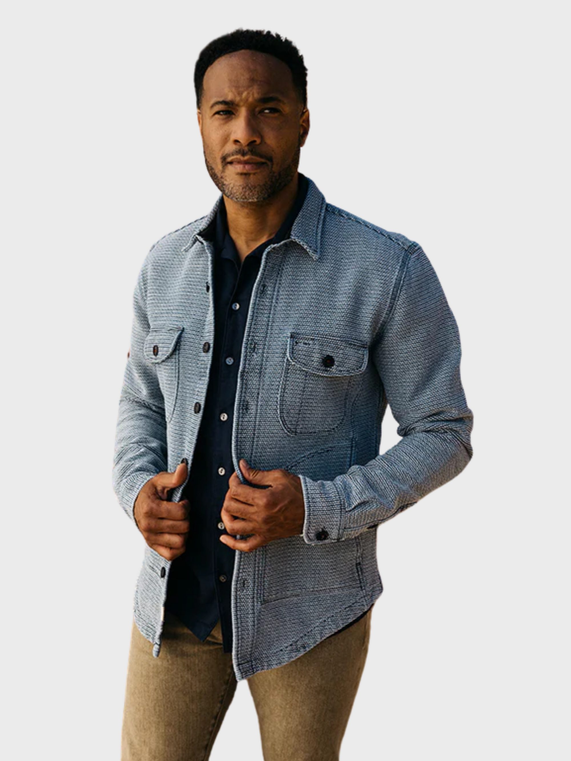 Kato The Anvil Shirt JK Birds Eye Sashiko Light Indigo-Men's Jackets-Brooklyn-Vancouver-Yaletown-Canada