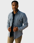 Kato The Anvil Shirt JK Birds Eye Sashiko Light Indigo-Men's Jackets-Brooklyn-Vancouver-Yaletown-Canada