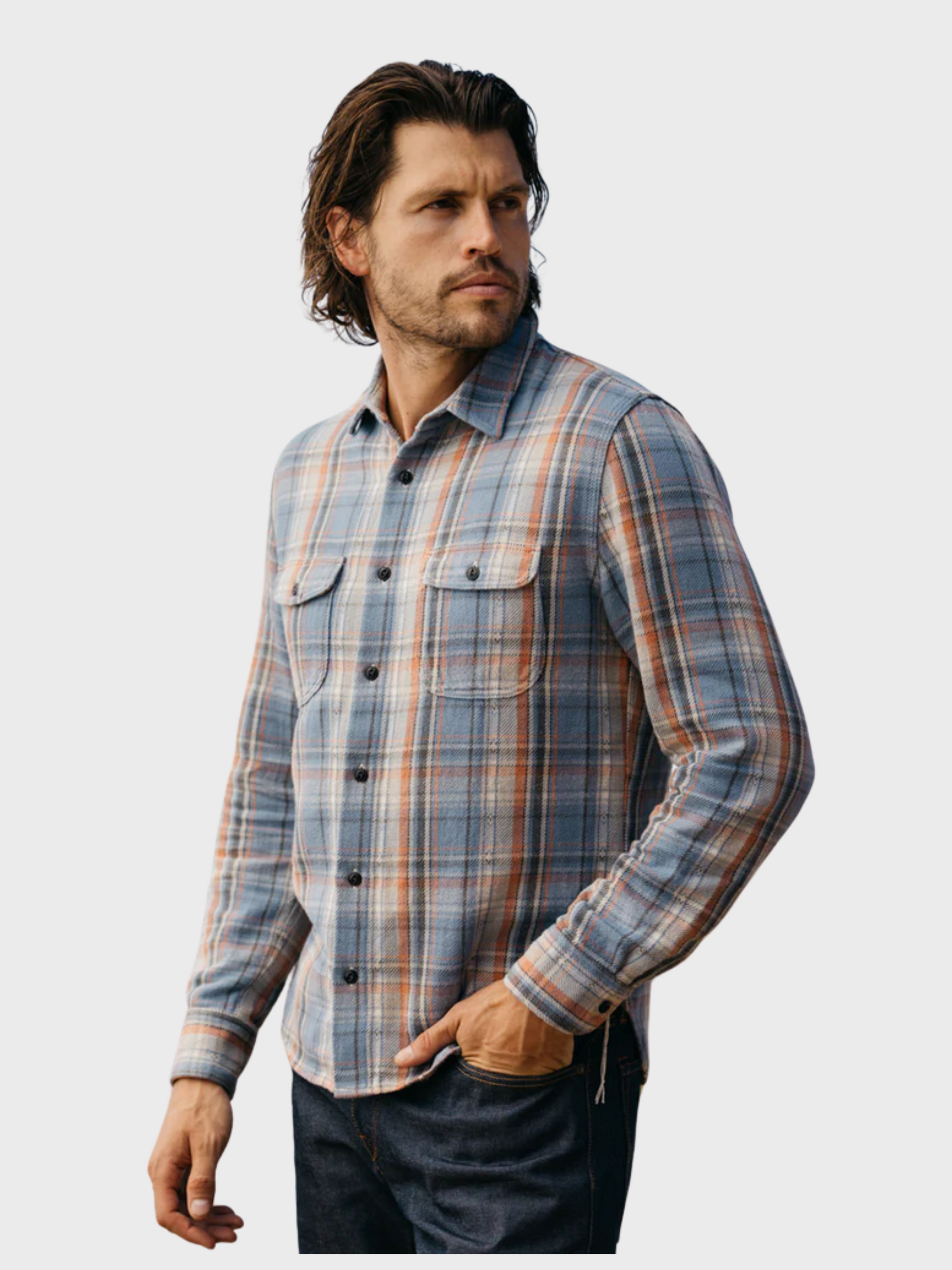 Kato Jacket The Brace Vtg Diam 7 Oz Plaid Sapphire-Men's Shirts-Brooklyn-Vancouver-Yaletown-Canada