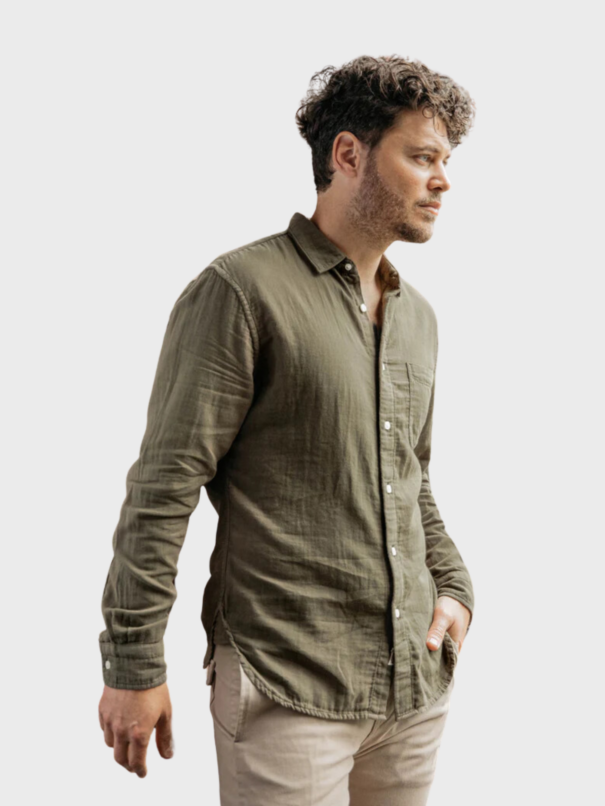 Kato Gauze Ripper Shirt Military Green-Men's Shirts-Brooklyn-Vancouver-Yaletown-Canada