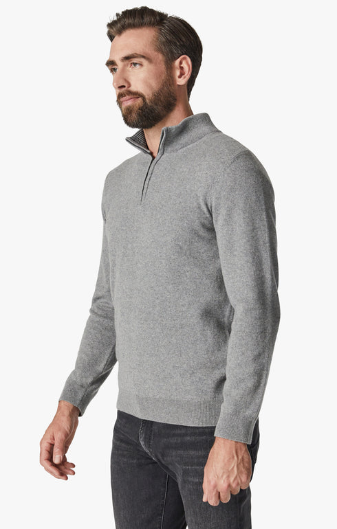 34 Heritage Sweater Cashmere Quarter Zip Grey Melange-Men&#39;s Sweaters-Brooklyn-Vancouver-Yaletown-Canada