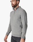 34 Heritage Sweater Cashmere Quarter Zip Grey Melange-Men's Sweaters-Brooklyn-Vancouver-Yaletown-Canada