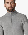 34 Heritage Sweater Cashmere Quarter Zip Grey Melange-Men's Sweaters-Brooklyn-Vancouver-Yaletown-Canada