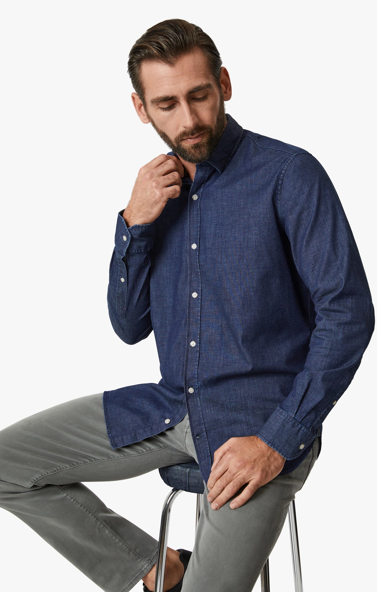 34 Heritage Shirt Denim Med Blue-Men&#39;s Shirts-Brooklyn-Vancouver-Yaletown-Canada