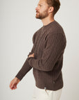 Peregrine Sweater Makers Stitch Cable Crew Jumper Coffee-Men's Sweaters-Brooklyn-Vancouver-Yaletown-Canada